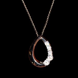 Rhinestone Open Teardrop Pendant Necklace